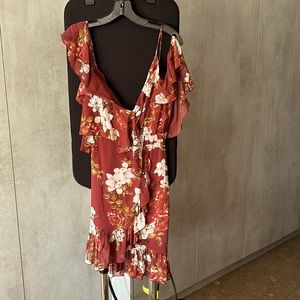 NICHOLAS 100% SILK FLORAL RUFLE MINIDRESS SIZE US 2